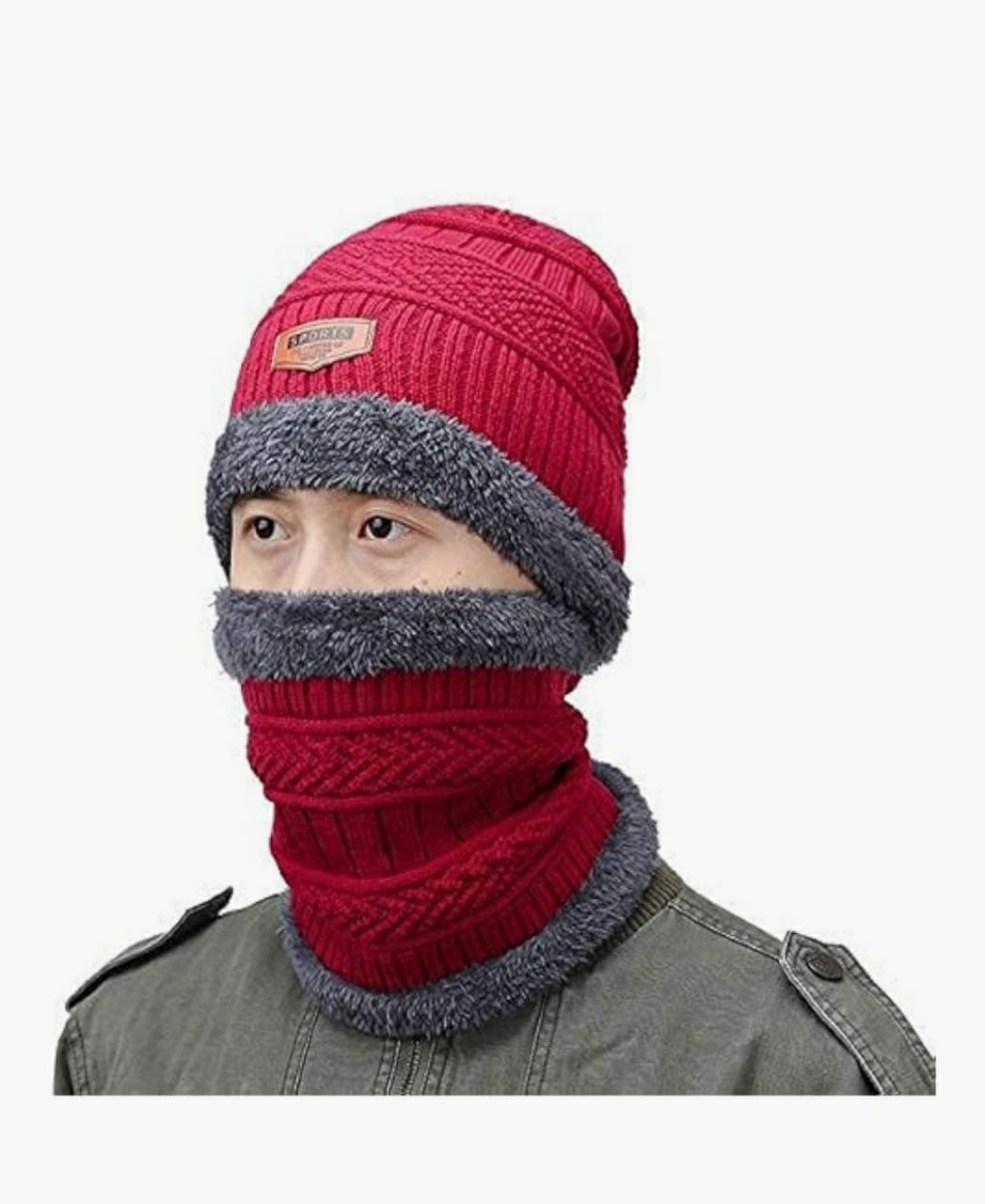 Ultimate Winter Warmth 2-Piece Set: Knitted Beanie Hat & Fleece-Lined Neck Warmer - Image 6