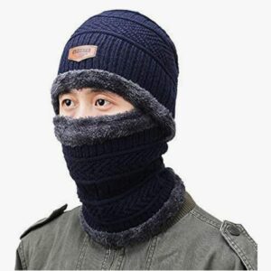 Ultimate Winter Warmth 2-Piece Set: Knitted Beanie Hat & Fleece-Lined Neck Warmer