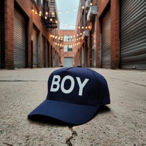 "Classic Blue Snapback Hat with 'BOY' Embroidery