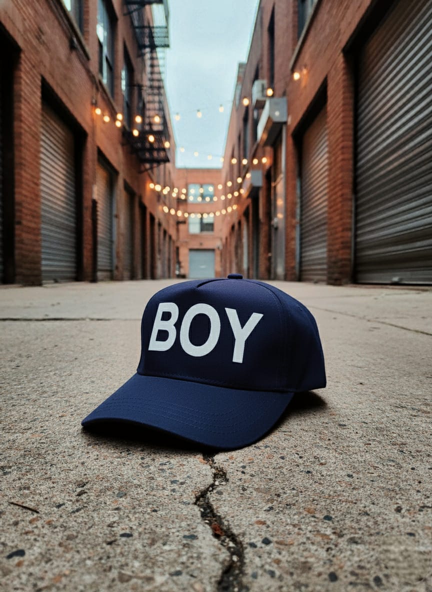"Classic Blue Snapback Hat with 'BOY' Embroidery