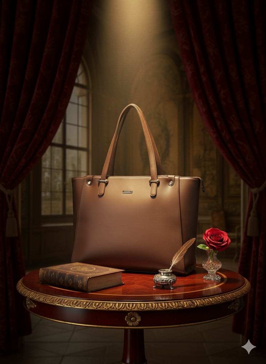 Classic Everyday Faux Leather Tote Bag - Rich Chocolate Brown