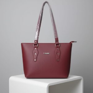 Elegant & Spacious Faux Leather Shoulder Tote Bag - Rich Plum
