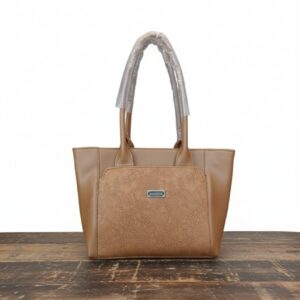 Sophisticated Floral Embossed Faux Leather Tote Bag - Caramel Tan