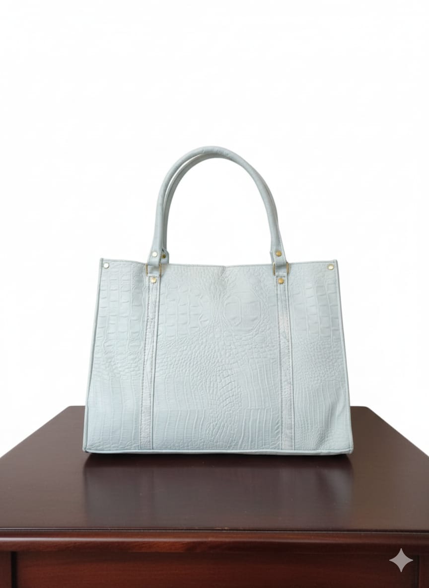 Sophisticated Faux Leather Croc-Embossed Tote Bag - Image 3