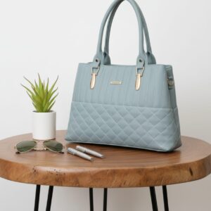 Chic Teal/Blue-Grey Quilted Handbag - Modern Sophistication