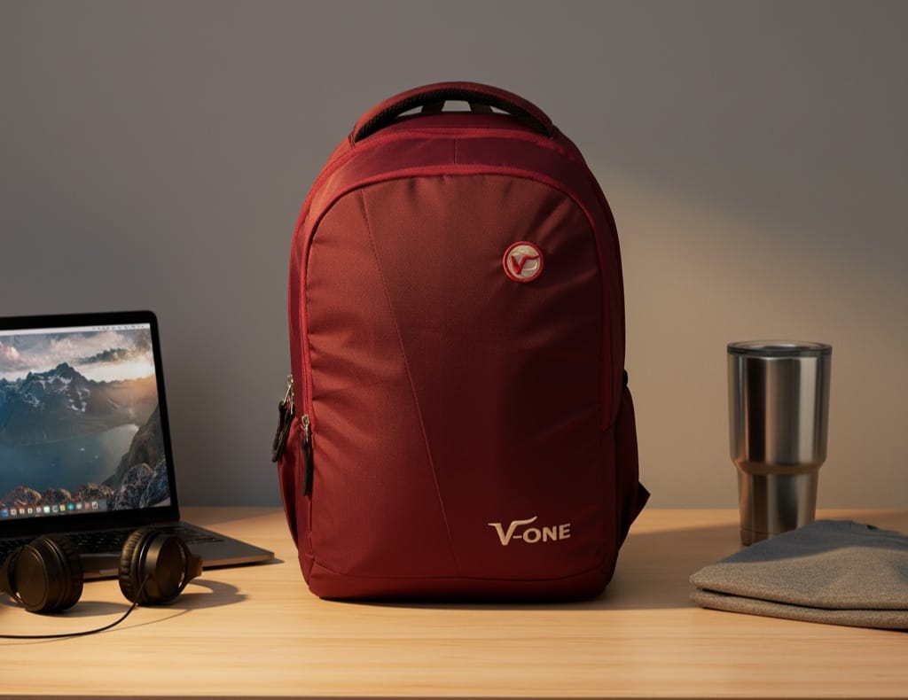 V-ONE Classic Maroon Backpack - Timeless Style & Everyday Functionality