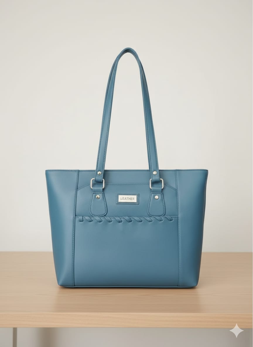 Elegant Braided-Detail Faux Leather Tote Bag - Chic Greige