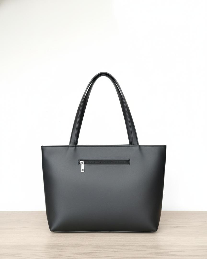 Elegant Braided-Detail Faux Leather Tote Bag - Chic Greige - Image 3